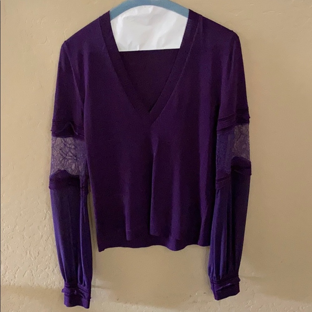 Roberto cavalli v neck sweater with lace